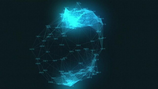 Abstract digital network forming connections with numeric data against grid background