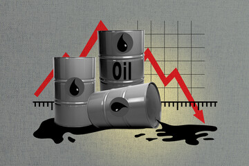 Creative full artwork collage of economy low oil barrel price taxation problem investment crisis...