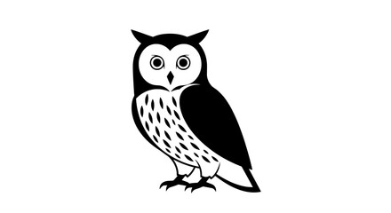Fototapeta premium Cute Owl Minimalist Black and White Vector Illustration 