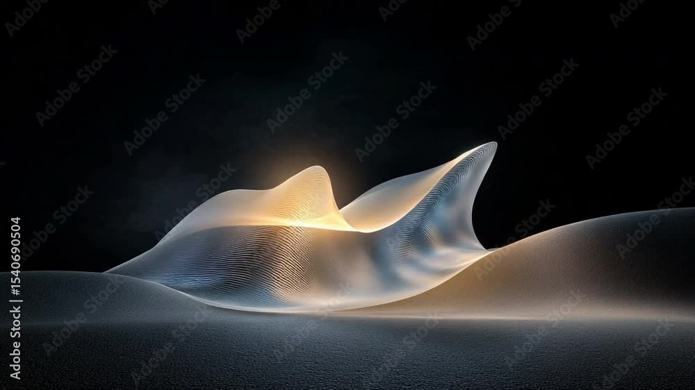 Poster Ethereal Light: An artistic rendering of translucent, flowing forms, illuminated by a warm, radiant light, evoking a sense of serenity, grace, and the beauty of abstract design.