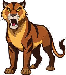 High quality vector illustration of saber toothed cat, Colorful Vector icon of saber toothed cat, Modern and unique animals of saber toothed cat