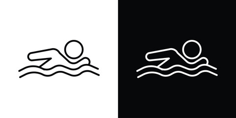 Swimmer icon design. simple stroke line vector icon set
