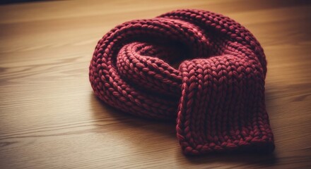 Obraz premium Buy handmade knit scarf burgundy color perfect for winter season fashion accessory warm and cozy gift idea