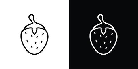 Strawberry icon design. simple stroke line vector icon set