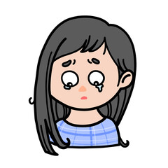 Hurt Girl Crying – Emotional Cartoon Character Illustration
