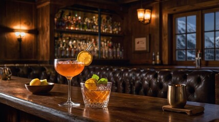 Naklejka premium glass of wine in a bar