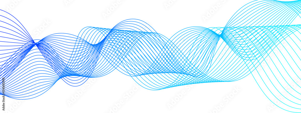 Poster Abstract glowing Modern wave Dynamic flowing with futuristic technology and sound wave lines. Curved wavy lines tech futuristic motion background. Smooth, flowing waveforms blue lines.