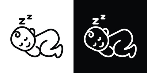 Sleeping baby icon design. simple stroke line vector icon set