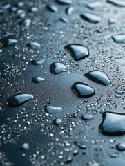 Closeup view of water droplets pooling on the surface of a kinetic energy tile showing how the texture helps grip and energize each footstep while enhancing the reflective quality