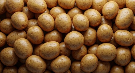 Many fresh potatoes as background