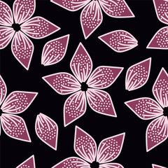 Elegant seamless floral pattern with fall flowers. Repeatable botanical background. Flat vector illustration