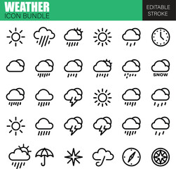 Obraz premium Flat Weather Icon Bundle – Vector Symbols for Forecast, Climate, Meteorology, and Environmental Applications
