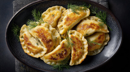 Plate of Polish traditional dumplings