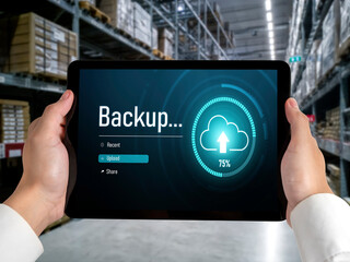 Backup Storage Data Internet Technology Business concept. Database storage cloud technology file...