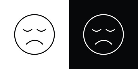 Sad icon design. simple stroke line vector icon set