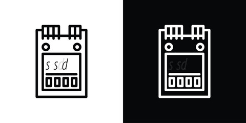 SSD drive icon design. simple stroke line vector icon set
