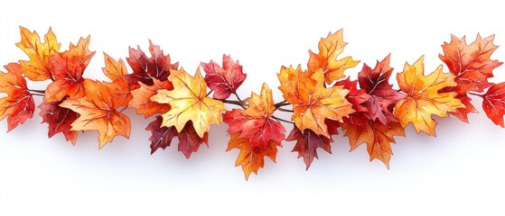 Autumnal garland of maple leaves