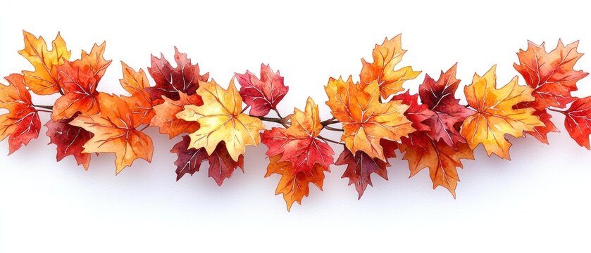Autumnal garland of maple leaves