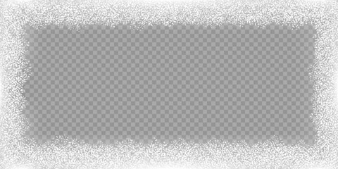 Snow frozen frame effect on window transparent vector background