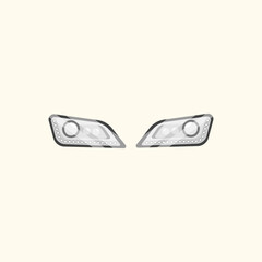 Car Headlight icon logo flat vector design
