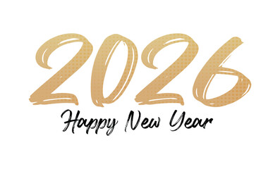 Hello 2026 happy new year Lettering vector illustration Text design templates