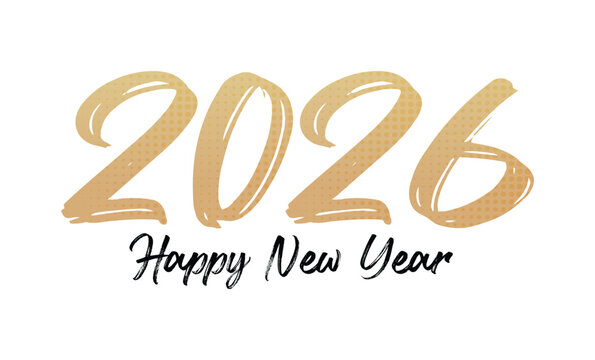 Hello 2026 happy new year Lettering vector illustration Text design templates