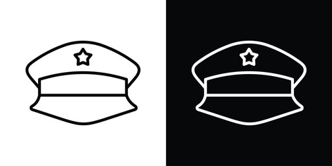 Police cap icon design. simple stroke line vector icon set