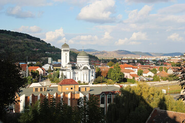 The Holy Trinity Church in Sighisoara, Romania Aerial Landscape View