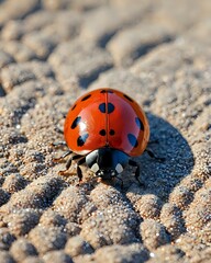 Obraz premium Close-up Photography of a Ladybug on Rough Texture Surface