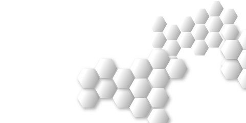 Geometric technology white and grey hexagon background. Abstract vector illustration Science technology and medical concept hexagon on white background.