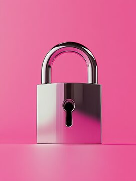 Stylish lock set against a bright pink background illustrating concepts of information security and digital safety