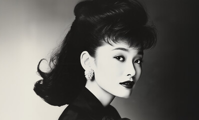 Retro Elegance &ndash; Japanese Woman in Classic Style - Monochrome