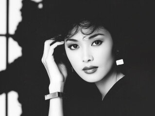 Retro Elegance &ndash; Japanese Woman in Classic Style - Monochrome