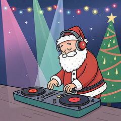 Santa Claus Christmas Illustration | Festive Holiday Artwork, Merry Xmas Character, Winter Celebration Design, Santa in Red Suit with Gifts and Decorations