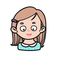 Happy Girl with Big Smile – Cute Cartoon Character Illustration