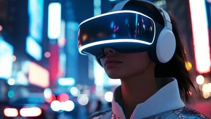 Future City Night View Virtual Reality Immersion Experience