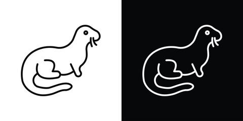 Otter icon design. simple stroke line vector icon set