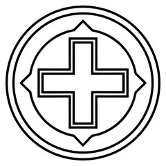 Obraz premium Minimal Red Cross Symbol Outline