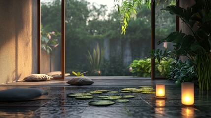 resort with tropical plants