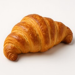 Buttery croissant on white background