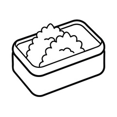 Teriyaki Chicken Bento with Rice in Clean Lines Vector illustration