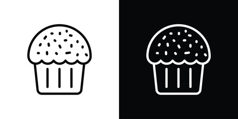 Muffin icon design. simple stroke line vector icon set
