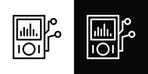 Mp3 Player icon design. simple stroke line vector icon set