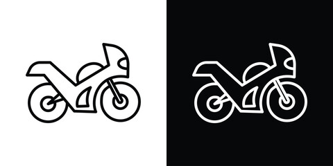 Motorcycle icon design. simple stroke line vector icon set