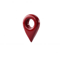 A glossy red map pin icon on a transparent background, representing location, navigation, and direction for applications and websites.