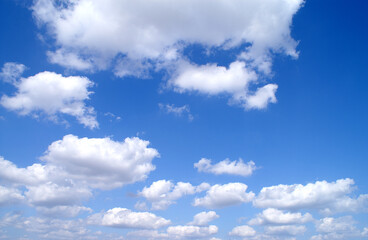 Bright sunny day, blue sky with white clouds
