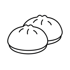 Bao Buns with Pork Filling in Line Drawing Vector illustration