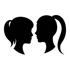 elegant Female and male silhouettes with different hairstyles