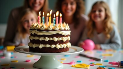 Birthday chocolate cake, a family event