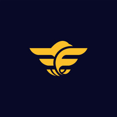 falcon, eagle security logo design template vector letter F, letter E